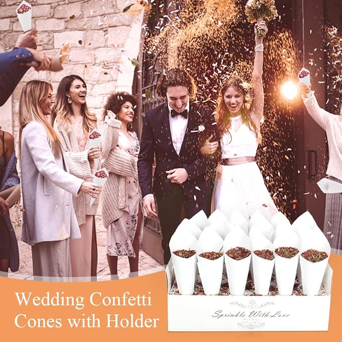 30 Pieces biodegradable confetti Cones and Stand Tray Paper Cone Box 30 Holes - Image 7