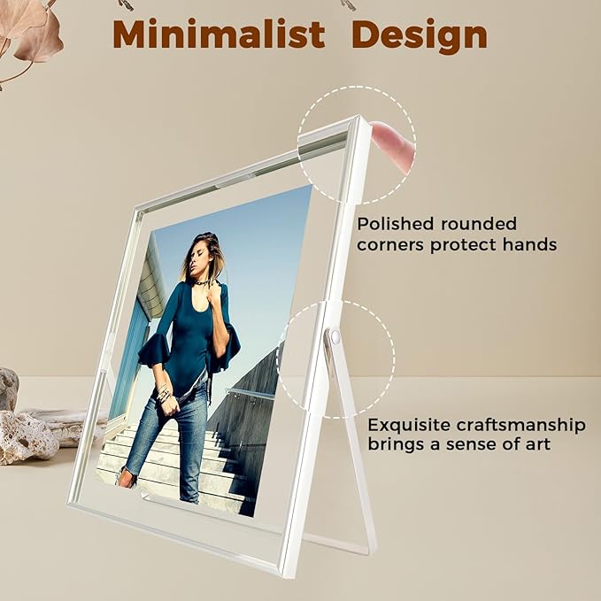 Silver Floating Frame, For Picture 7x9, Tabletop Shelf Photo Frame, Classy Gift - Image 3