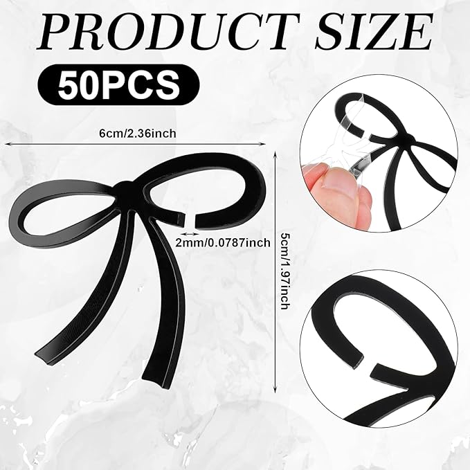 50 Pcs Bows Drink Tags Coquette Bow Wine Glass Charms Acrylic Bowknot Drink Tag - Image 2