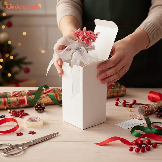UnicoPak 10 Pack 3x3x6 Gift Boxes Bulk White Small Gift Boxes - Image 6