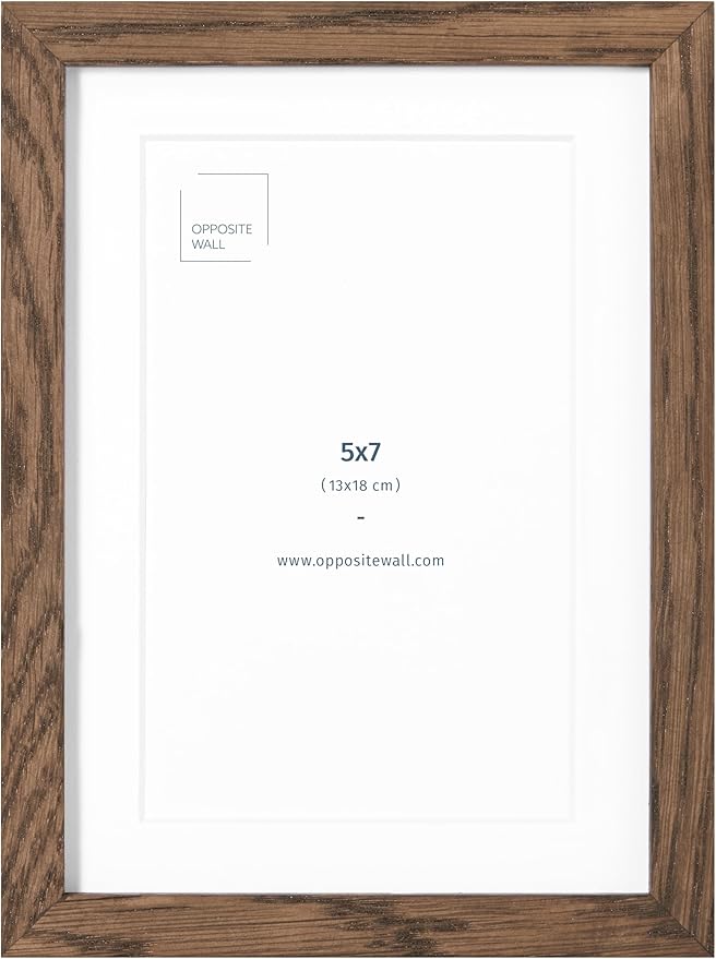 Opposite Wall - 5x7 in - Dark Solid Oak Wood Picture Frames - Wall Hanging & by OppositeWall
