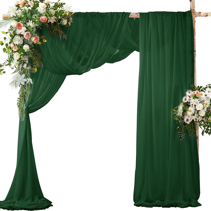 SiinvdaBZX 2 Panels Wedding Arch Draping Fabric 30" x 240" Emerald Green by SiinvdaBZX