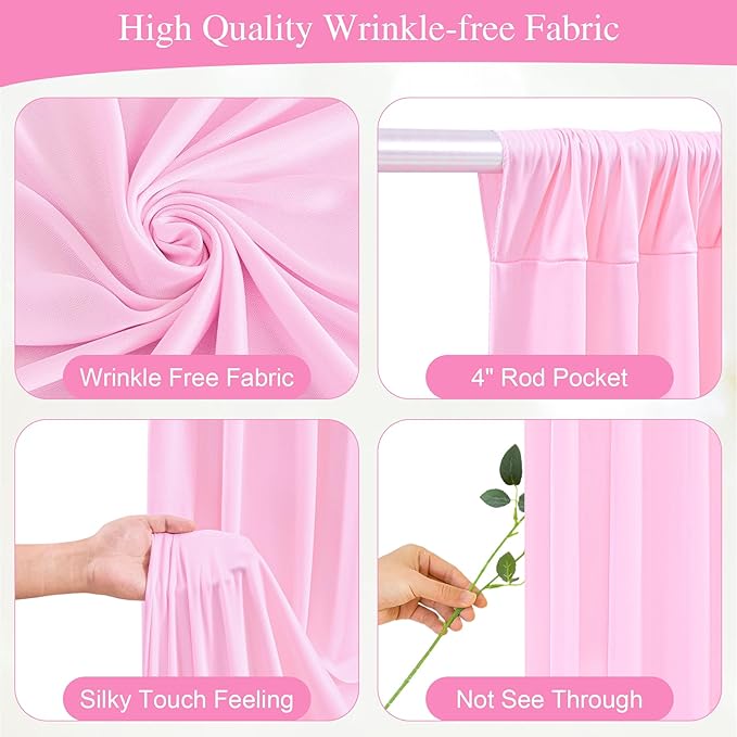 Pink Backdrop Curtains with Lights - Image 2