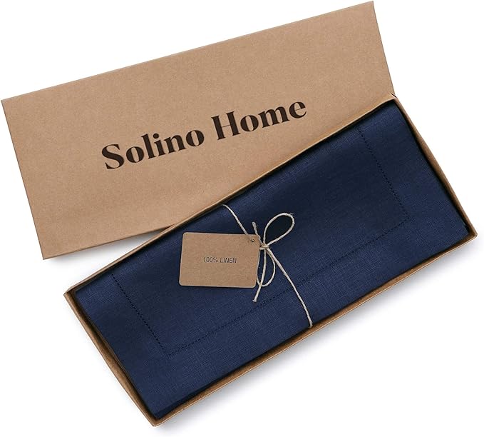 Solino Home Linen Navy Blue Table Runner 132 Inches Long - Image 6