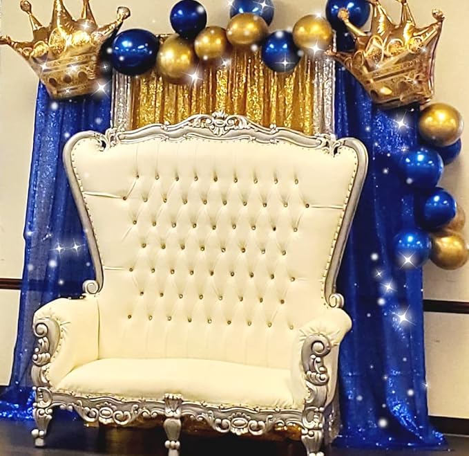 Poise3EHome 2ft x 8ft Blue Sequin Photography Backdrop Curtains 2 Panels - Image 3