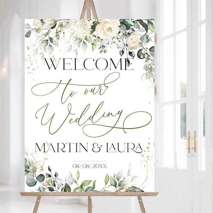 Personalized Wedding Welcome Sign, Flowers Wedding Welcome Sign, Wedding - Image 3