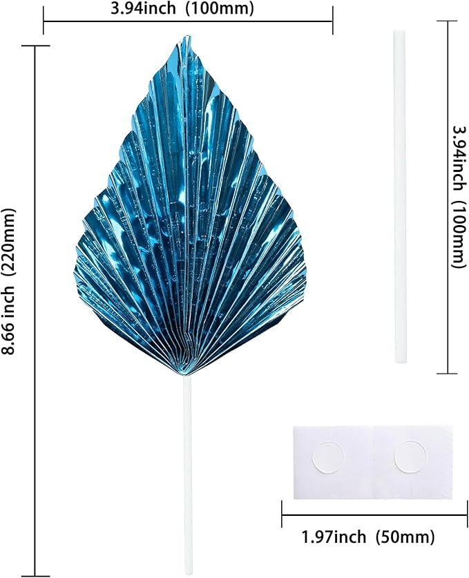 Gyufise 6Pcs Paper Palm Fan Cake Toppers Palm Spear Leaves Fan Cupcake Toppers - Image 2