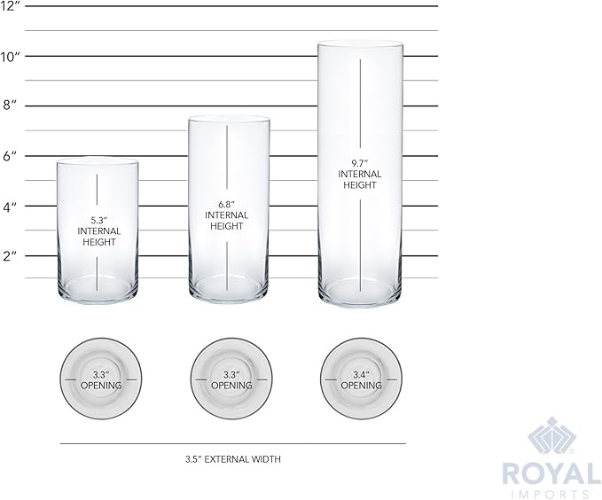 Royal Imports Glass Cylinder Flower Centerpiece Vases Set of 3 - Image 5