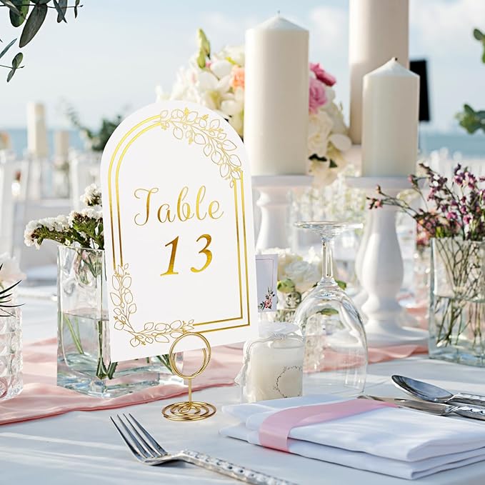 Wedding Table Numbers 1-30, 30 White Gold TableNumber Cards - Image 5