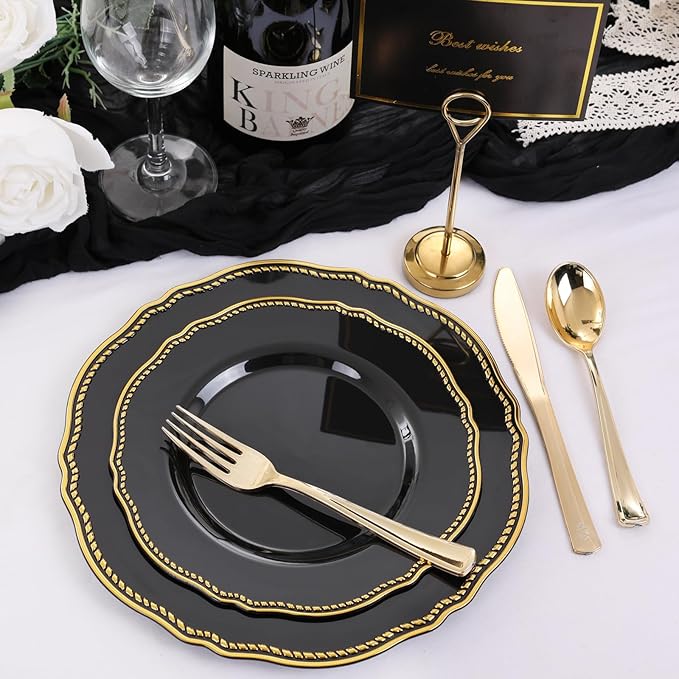 Hioasis 60pcs Black Plastic Plates - Image 8