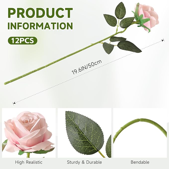 Tifuly Champagne Pink Roses Artificial Flowers - Image 2