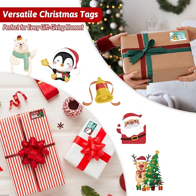 500 PCS Christmas Gift Tags Christmas Santa Claus Stickers Self Adhesive - Image 7