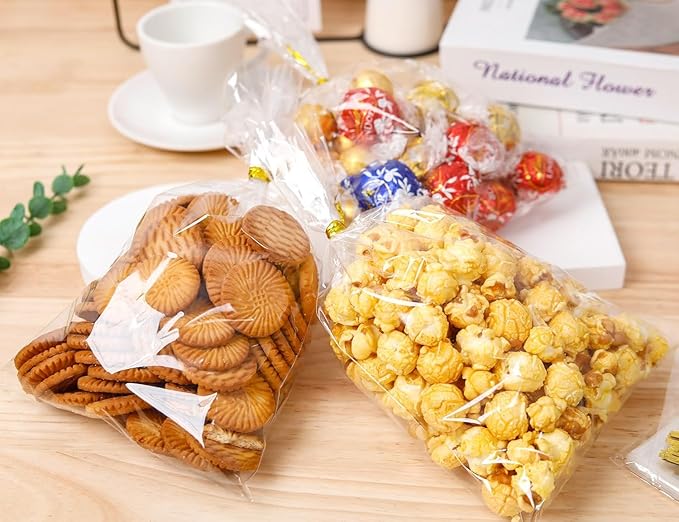LOKIQNG Cellophane Bags Plastic Gift Bag Clear Cookie Treat Bags - Image 8