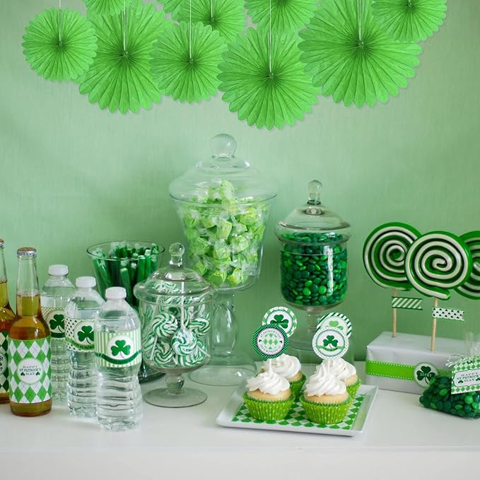 20 Pcs Grass Green Hanging Paper Fan, Hanging Honeycomb Round Paper Fans - Image 4