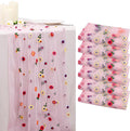 BINBE 6pcs Pink Daisy Fall Table Runner Embroidery Gauze 10FT Florals Seasonal by BINBE