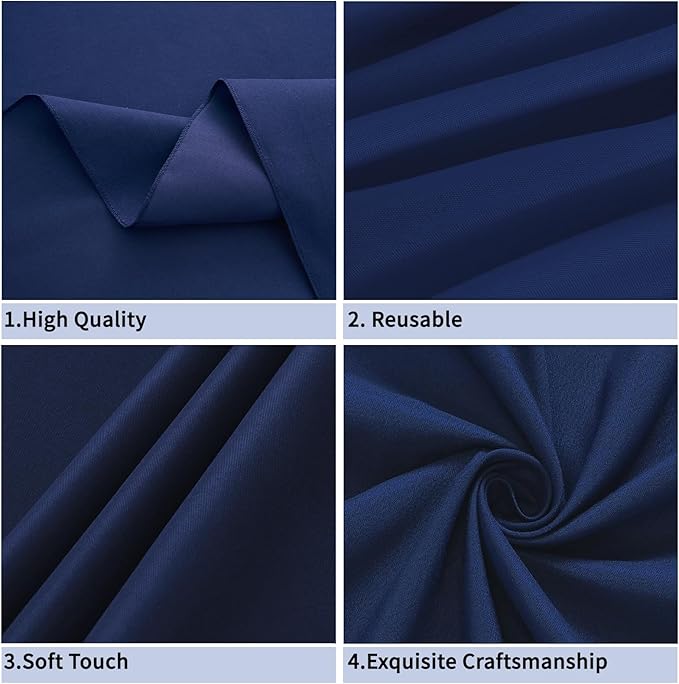 Navy Blue 6 Pack Round 60 Inch Tablecloth, Premium Polyester Table Cloth - Image 4