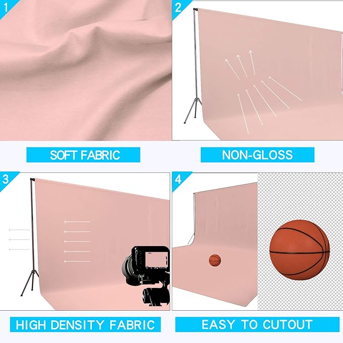 ISSUNTEX 10X20 ft/3X6 Meters Pink Background Photo Backdrop, Photo Studio - Image 3