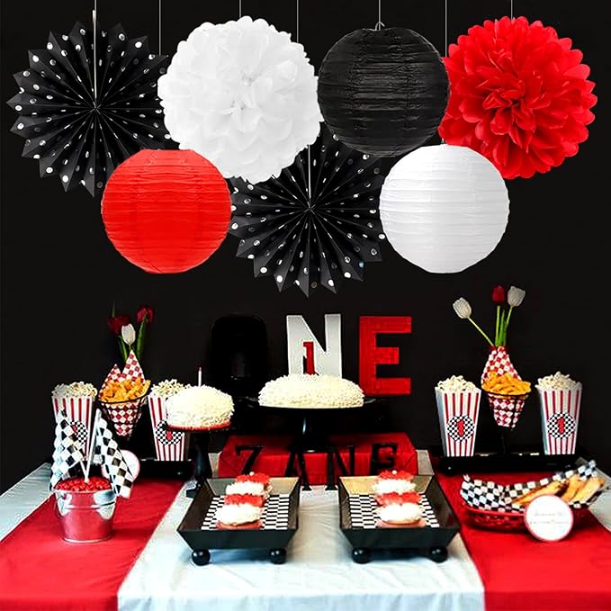 Black White-Red Party-Decorations Streamers Lanterns - Image 6
