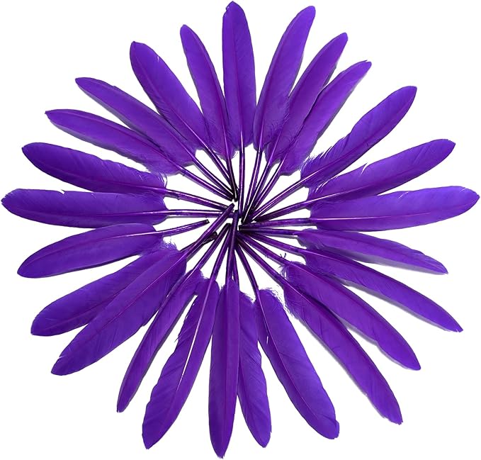 FeelfunFeather 120pcs Purple Goose Cochettes Feather Natural Bulk 4-6 inch - Image 3