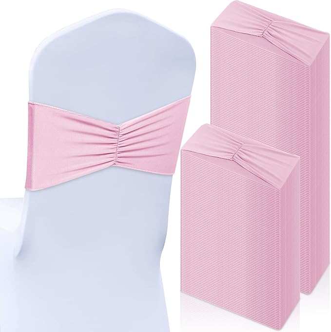 Moukeren 100 Pcs Spandex Chair Sashes Bows Chair Bands Slider Sashes by Moukeren