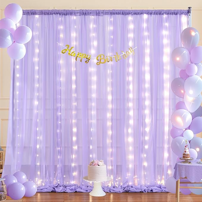 10x10ft Lavender Chiffon Backdrop Curtain - Image 9