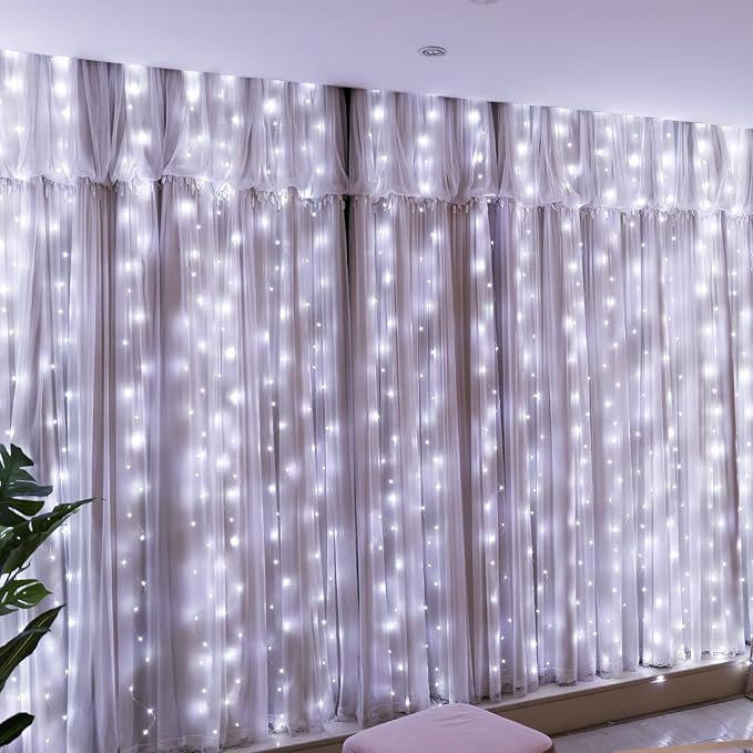 HXWEIYE 300LED Fairy Curtain Lights, 9.8x9.8Ft USB Plug-in 8 Modes Christmas by LightUpYourHomewHXWEIYE