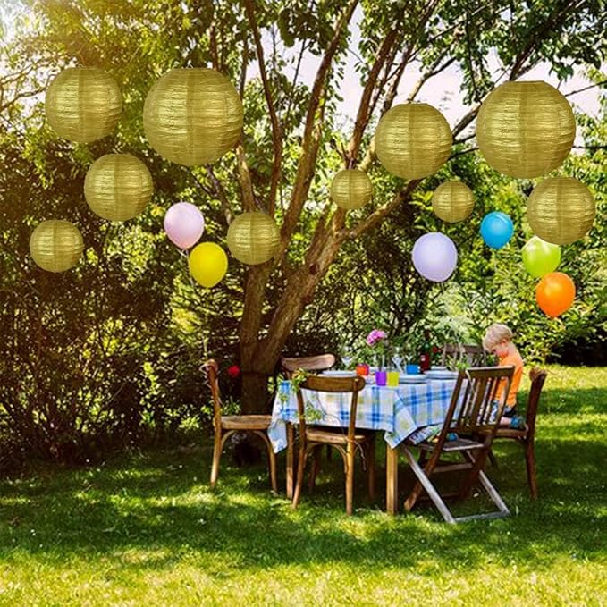 BEISHIDA 12-Inch Gold Paper Lanterns Decorative Chinese/Japanese Hanging Round - Image 5