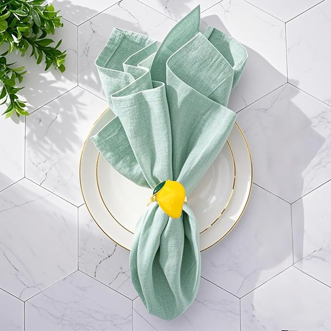 Napkin Rings Set of 6 Yellow Lemon Napkin Rings - Image 2
