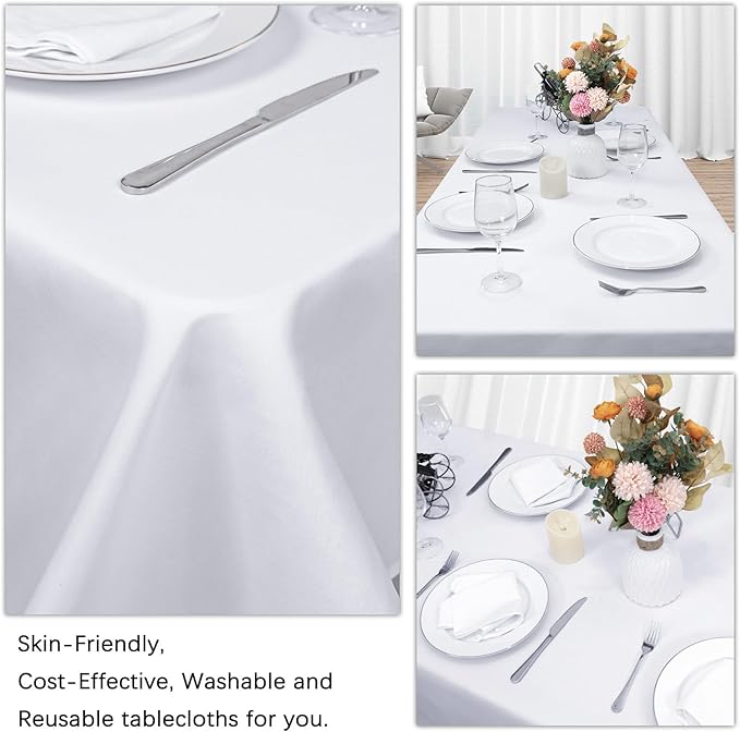 12 Pack White Table Cloth 60 x 102 Inch Rectangular Tablecloths - Image 5
