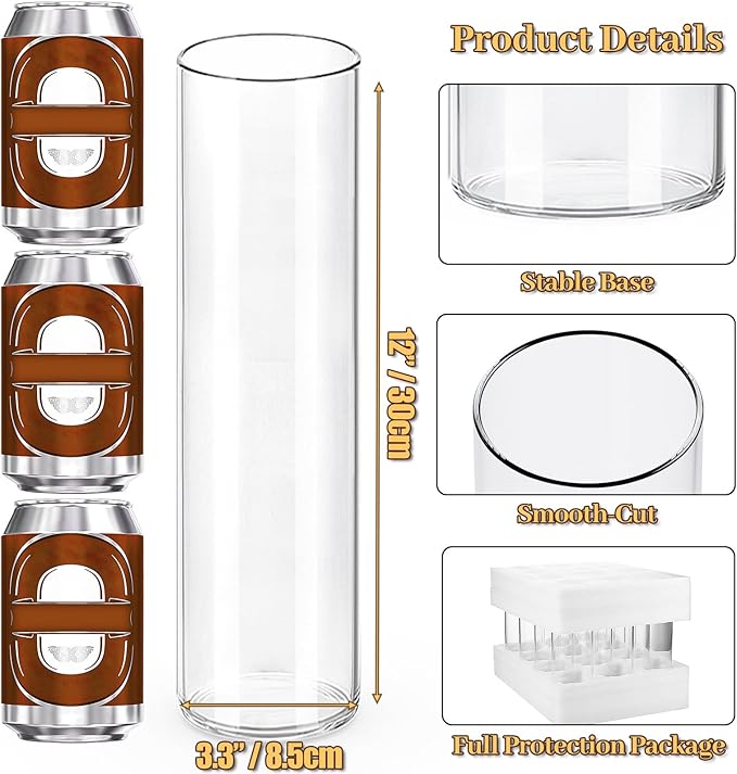 12Pcs Glass Cylinder Vases 12 Inch Tall Clear Flower Vases - Image 3