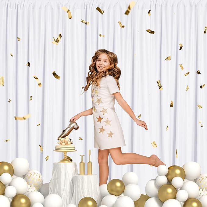 Sugargirl 10x10FT White Backdrop Curtains Polyester Photo Backdrop Drapes - Image 7