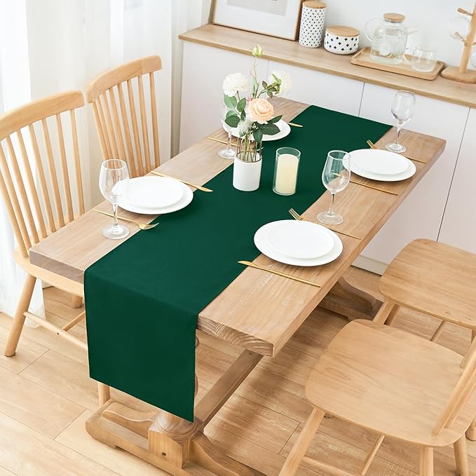 2 Pack Green Small Short Table Runner 12 x 48 Inch Solid Color Runners Coffee - Image 2
