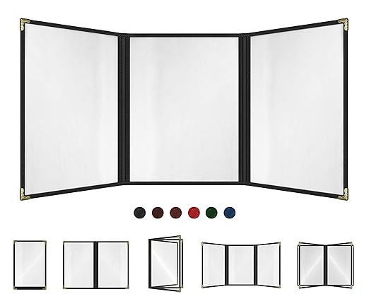 Goodsmart Restaurant Menu Covers – 25 Pack Black 6-View Trifold 8.5" x 11" by ACISuperPower