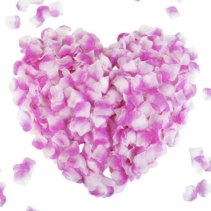 CODE FLORIST 1100 PCS Purple-White Silk Rose Petals by CODE+FLORIST