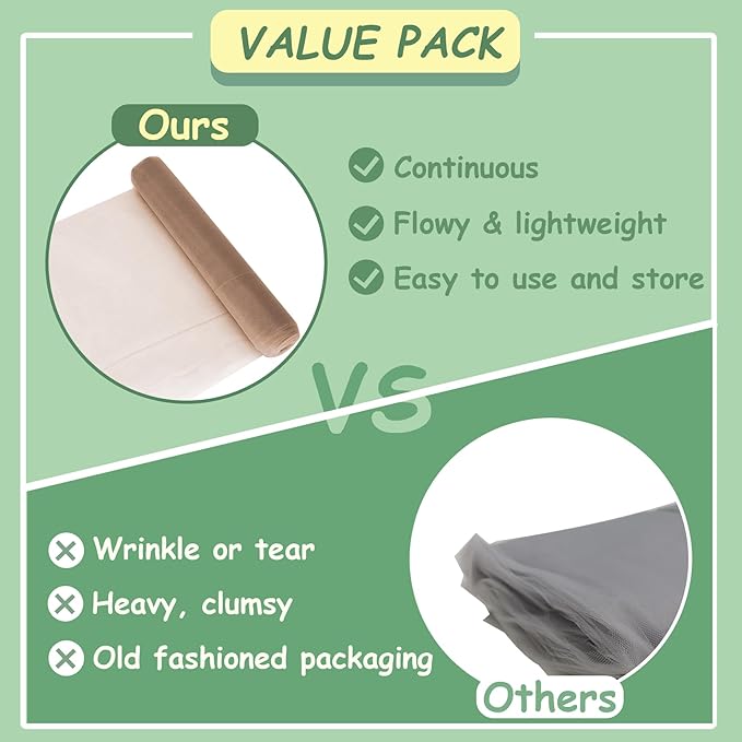 Chestnut Tulle Fabric Rolls, 54 Inch by 10 Yards Tulle Ribbon - Image 3