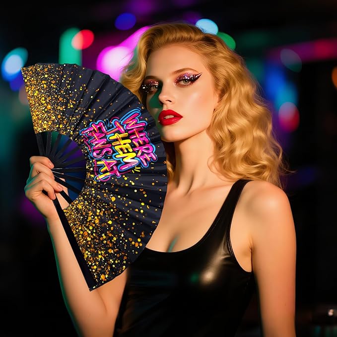 13 Inch Large Clack Hand Fan for Western Line Dance - Image 3