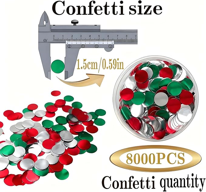 Red White and Green Round Foil Metallic Confetti - Image 2