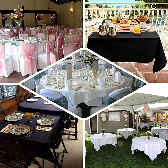 Efavormart 90" Black Wholesale Linens Polyester Square Linen Tablecloth - Image 5