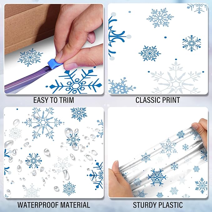 4.5x100 Feet Roll of Christmas Plastic Tablecloth Decorations, Disposable White - Image 3