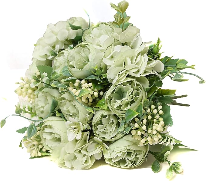 Artificial Flowers Fake Peony Silk Mini Plastic Bridal Flowers by YoungJewl