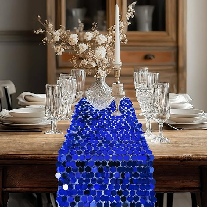 VHH Sequin Table Runner 12 x 108 inches Royal Blue Table Runner, Glitter Runner - Image 8