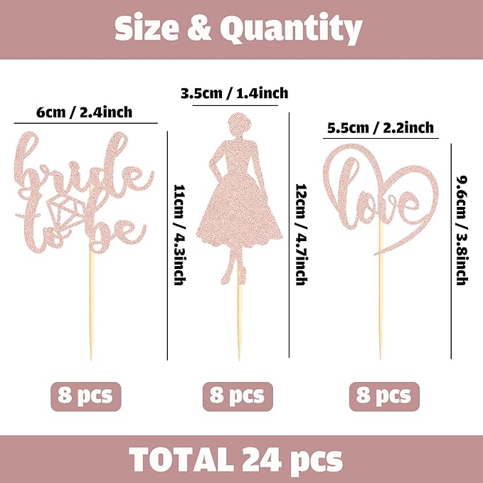 Sotpot 24PCS Bride to Be Cupcake Toppers - Image 2