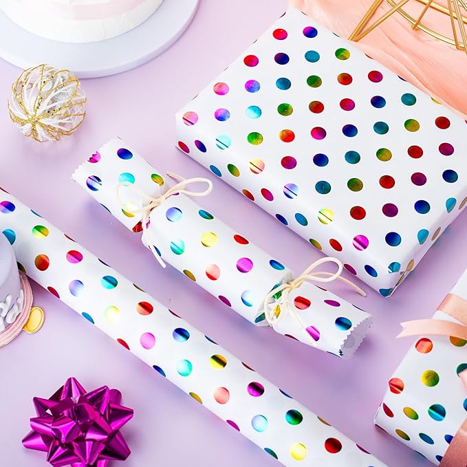 Yarcony Colorful Polka Dot Wrapping Paper Mini Roll, Gift Wrapping Paper - Image 5