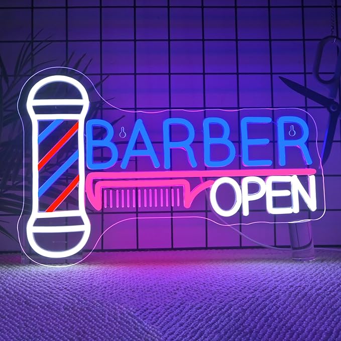 Ineonlife Barber Open Neon Sign Accessories Light Up by ineonlife