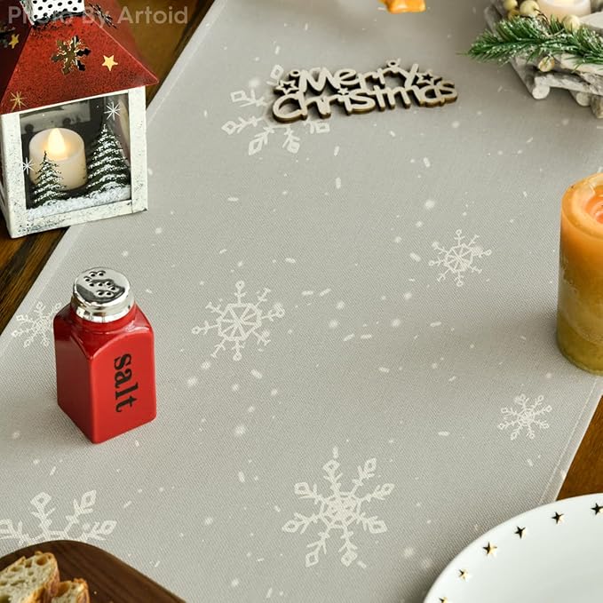 Artoid Mode Grey Snowman Snowflake Let it Snow Winter Table Runner, Seasonal - Image 3