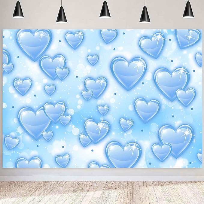 Sensfun 8x6ft Light Blue Heart Backdrop Early 2000s Party Decorations Old - Image 5