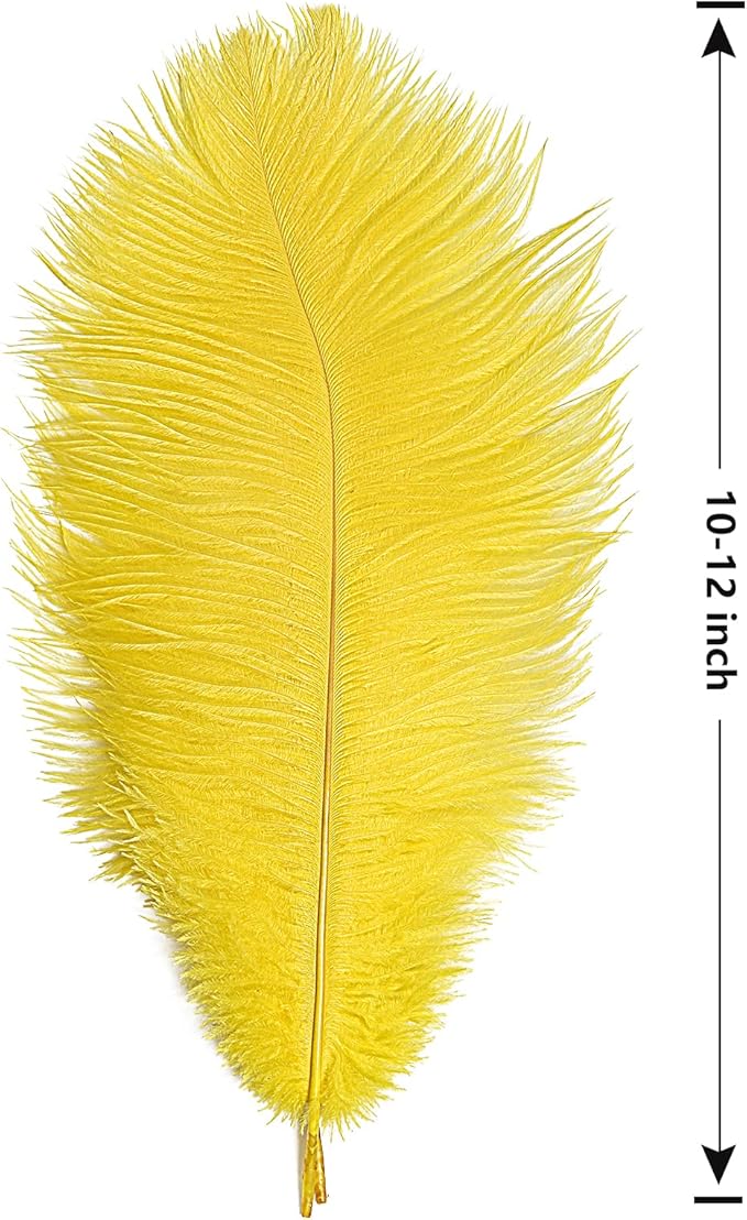 THARAHT Yellow Ostrich Feathers 24pcs Natural Bulk 10-12Inch 25cm-30cm - Image 2
