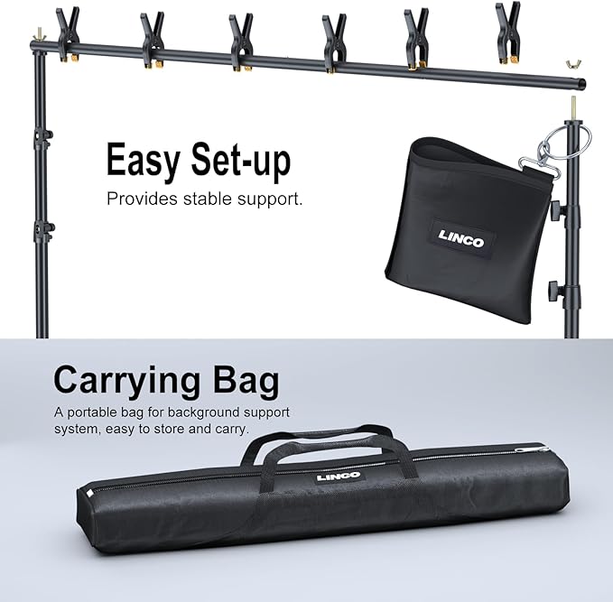 LINCO Backdrop Stand for Parties Kit 10x7 ft Adjustable Back Drop Photography - Image 8