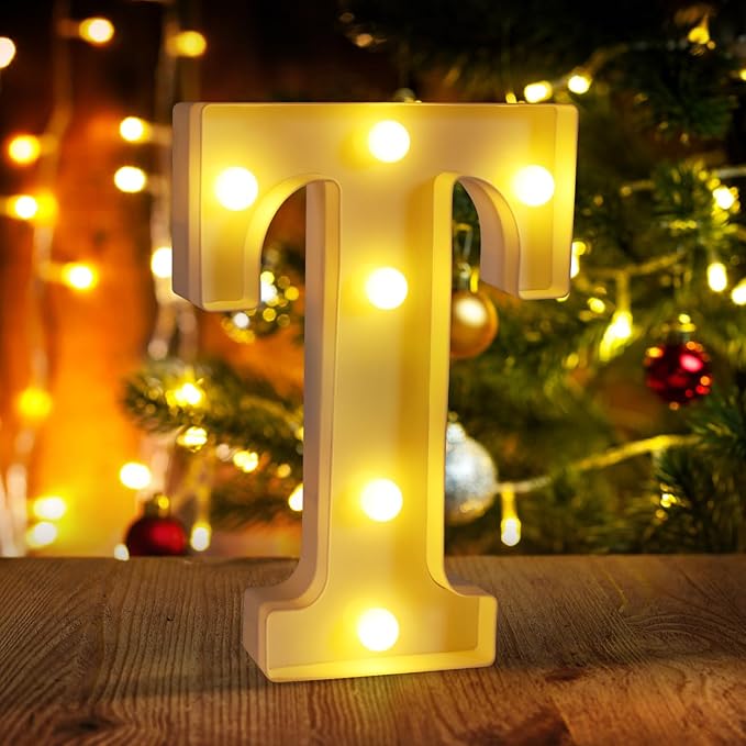 Light Up Letters T, LED Sign Marquee Letters 26 Alphabet by funsky