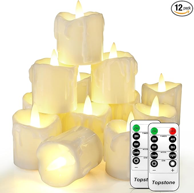 Topstone 12pcs Flickering Flameless Candles, Battery Operated LED Candles by Topstone